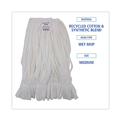 Boardwalk Mop Head, Looped, Enviro Clean With Tailband, Medium, White, 12/Carton (BWK8002)
