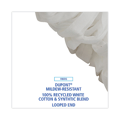 Boardwalk Mop Head, Looped, Enviro Clean With Tailband, Large, White, 12/Carton (BWK8003)