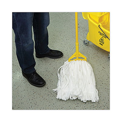 Boardwalk Mop Head, Looped, Enviro Clean With Tailband, Large, White, 12/Carton (BWK8003)