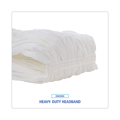 Boardwalk Mop Head, Looped, Enviro Clean With Tailband, Large, White, 12/Carton (BWK8003)