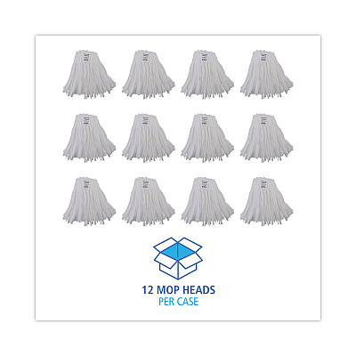 Boardwalk Nonwoven Cut End Edge Mop, Rayon/Polyester, #20, White, 12/Carton (BWKBW2020)