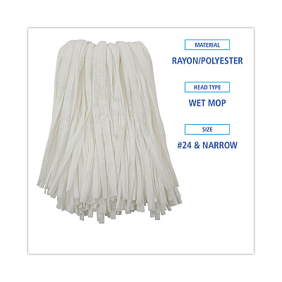 Boardwalk Nonwoven Cut End Edge Mop, Rayon/Polyester, #24, White, 12/Carton (BWKBW2024)