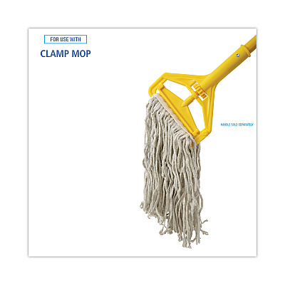 Boardwalk Mop Head, Cotton, Cut-End, White, 4-Ply, #16 Band, 12/Carton (BWKCM02016S)