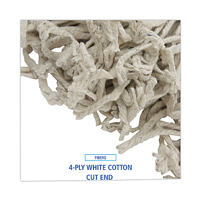 Boardwalk Mop Head, Cotton, Cut-End, White, 4-Ply, #16 Band, 12/Carton (BWKCM02016S)