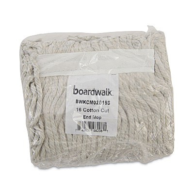 Boardwalk Mop Head, Cotton, Cut-End, White, 4-Ply, #16 Band, 12/Carton (BWKCM02016S)