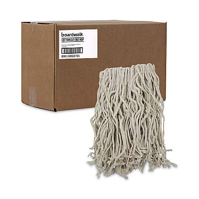 Boardwalk Mop Head, Cotton, Cut-End, White, 4-Ply, #16 Band, 12/Carton (BWKCM02016S)