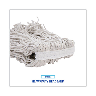 Boardwalk Banded Mop Head, Cotton, Cut-End, White, 16 oz, 12/Carton (BWKCM20016)
