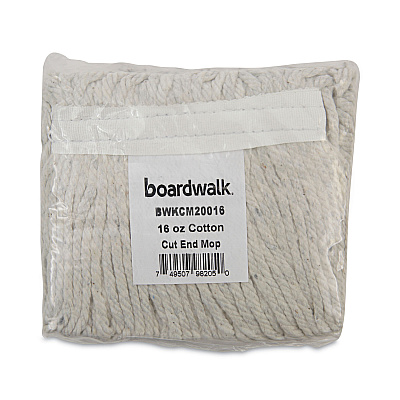Boardwalk Banded Mop Head, Cotton, Cut-End, White, 16 oz, 12/Carton (BWKCM20016)