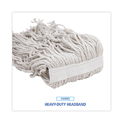 Boardwalk Banded Cotton Mop Heads, 24oz, White, 12/Carton (BWKCM20024)