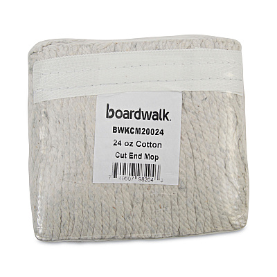 Boardwalk Banded Cotton Mop Heads, 24oz, White, 12/Carton (BWKCM20024)