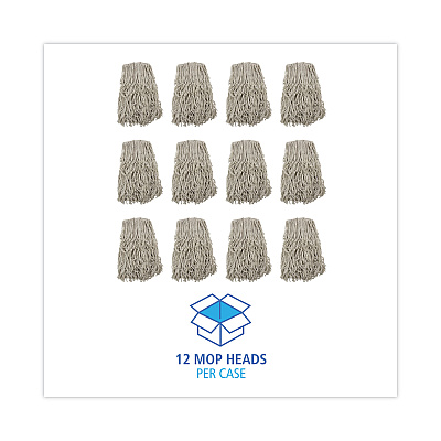 Boardwalk Banded Cotton Mop Heads, 24oz, White, 12/Carton (BWKCM20024)