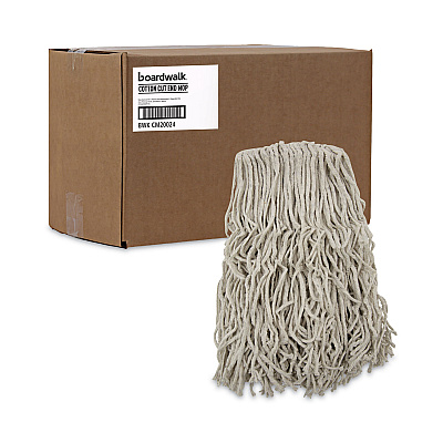 Boardwalk Banded Cotton Mop Heads, 24oz, White, 12/Carton (BWKCM20024)