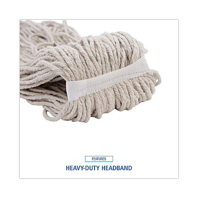 Boardwalk Mop Head, Cotton, Cut-End, White, 4-Ply, 32oz, 12/Carton (BWKCM20032)