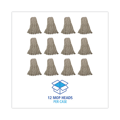 Boardwalk Mop Head, Cotton, Cut-End, White, 4-Ply, 32oz, 12/Carton (BWKCM20032)