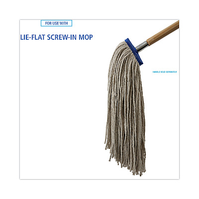 Boardwalk Mop Head, Lie-Flat Head, Cotton Fiber, 24 oz., White, 12/Carton (BWKCM22024)
