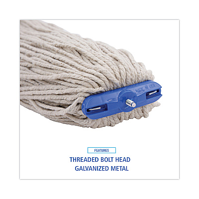 Boardwalk Mop Head, Lie-Flat Head, Cotton Fiber, 24 oz., White, 12/Carton (BWKCM22024)