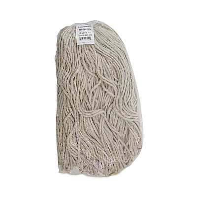 Boardwalk Mop Head, Lie-Flat Head, Cotton Fiber, 24 oz., White, 12/Carton (BWKCM22024)