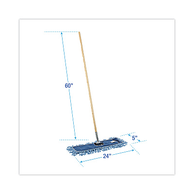 Boardwalk Dry Mopping Kit, 24 x 5 Blue Synthetic Head, 60" Natural Wood/Metal Handle (BWKHL245BSPC)