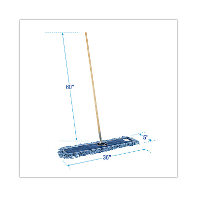 Boardwalk Dry Mopping Kit, 36 x 5 Blue Blended Synthetic Head, 60" Natural Wood/Metal Handle (BWKHL365BSPC)