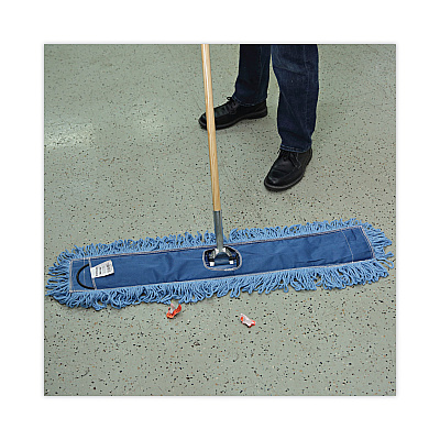 Boardwalk Dry Mopping Kit, 36 x 5 Blue Blended Synthetic Head, 60" Natural Wood/Metal Handle (BWKHL365BSPC)
