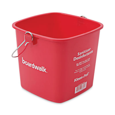 Boardwalk Sanitizing Bucket, 6 qt, Plastic, Red, 8" dia (BWKKP196RD)