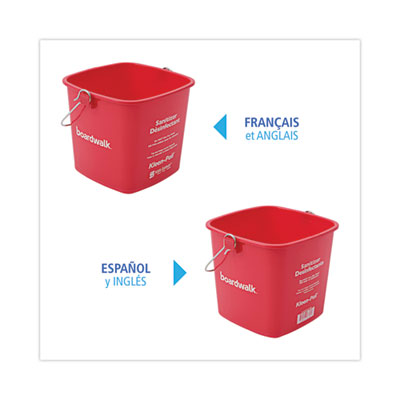 Boardwalk Sanitizing Bucket, 6 qt, Plastic, Red, 8" dia (BWKKP196RD)