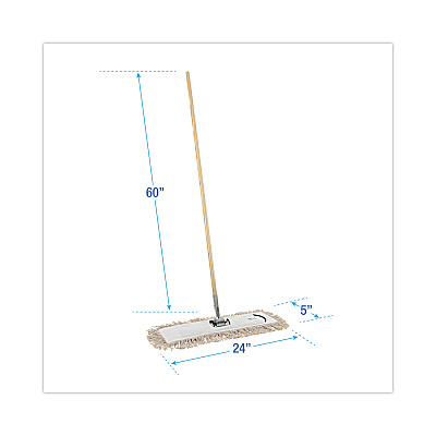 Boardwalk Cotton Dry Mopping Kit, 24 x 5 Natural Cotton Head, 60" Natural Wood Handle (BWKM245C)