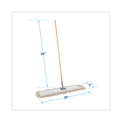 Boardwalk Cotton Dry Mopping Kit, 36 x 5 Natural Cotton Head, 60" Natural Wood Handle (BWKM365C)