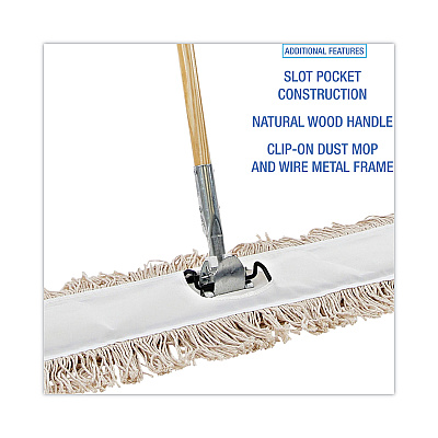 Boardwalk Cotton Dry Mopping Kit, 36 x 5 Natural Cotton Head, 60" Natural Wood Handle (BWKM365C)