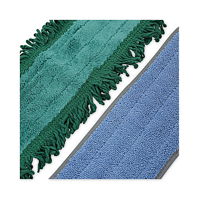 Boardwalk Microfiber Cleaning Kit, 18" Wide Blue/Green Microfiber Head, 35" to 60" Gray Aluminum Handle (BWKMFKIT)