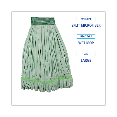 Boardwalk Microfiber Looped-End Wet Mop Head, Large, Green, 12/Carton (BWKMWTLGCT)