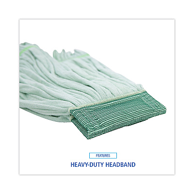 Boardwalk Microfiber Looped-End Wet Mop Head, Large, Green, 12/Carton (BWKMWTLGCT)