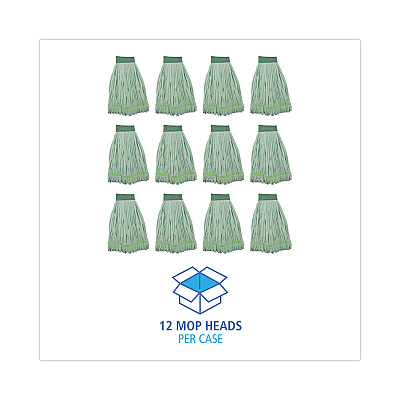 Boardwalk Microfiber Looped-End Wet Mop Head, Large, Green, 12/Carton (BWKMWTLGCT)