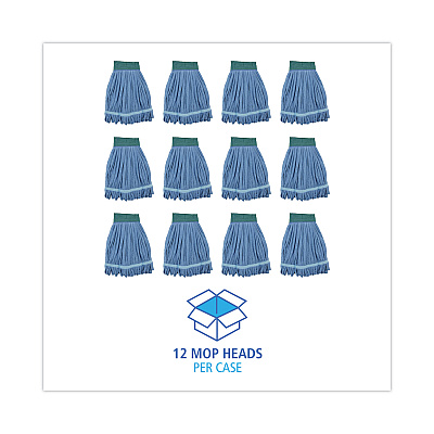 Boardwalk Microfiber Looped-End Wet Mop Heads, Medium, Blue, 12/Carton, 12/Carton (BWKMWTMBCT)