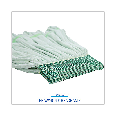 Boardwalk Microfiber Looped-End Wet Mop Heads, Medium, Green, 12/Carton (BWKMWTMGCT)