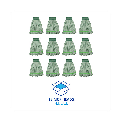 Boardwalk Microfiber Looped-End Wet Mop Heads, Medium, Green, 12/Carton (BWKMWTMGCT)