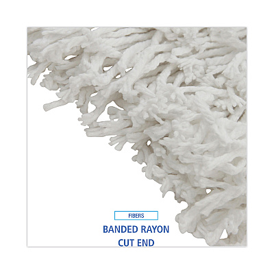 Boardwalk Banded Rayon Cut-End Mop Heads, #24, White, 1.25" Headband, 12/Carton (BWKRM03024S)