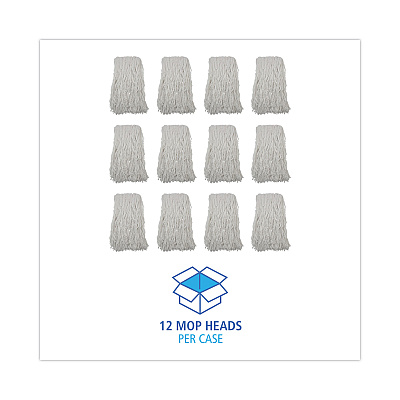 Boardwalk Banded Rayon Cut-End Mop Heads, #24, White, 1.25" Headband, 12/Carton (BWKRM03024S)