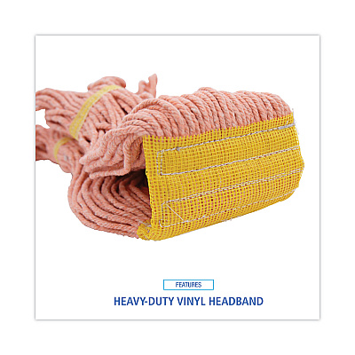 Boardwalk Super Loop Wet Mop Head, Cotton/Synthetic Fiber, 5" Headband, Small Size, Orange, 12/Carton (BWK501OR)