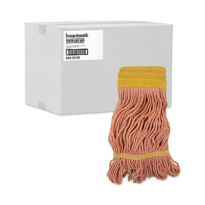 Boardwalk Super Loop Wet Mop Head, Cotton/Synthetic Fiber, 5" Headband, Small Size, Orange, 12/Carton (BWK501OR)