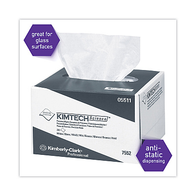 Kimtech Precision Wipers, POP-UP Box, 1-Ply, 4.4 x 8.4, Unscented, White, 280/Box, 60 Boxes/Carton (KCC05511)