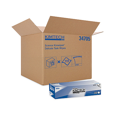Kimtech Kimwipes Delicate Task Wipers, 2-Ply, 11.8 x 11.8, Unscented, White, 120/Box, 15 Boxes/Carton (KCC34705)