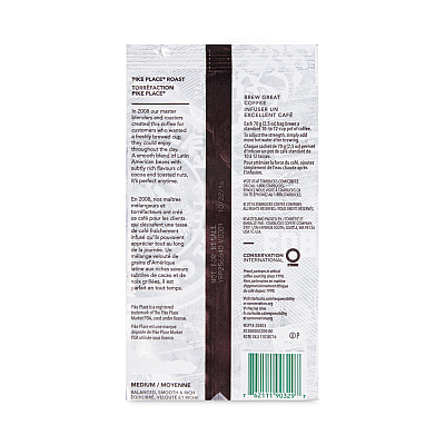 Starbucks Coffee, Pike Place, 2.7 oz Packet, 72/Carton (SBK11018197CT)