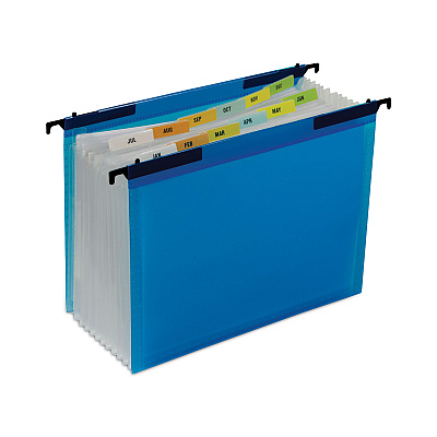 C-Line Expanding File with Hang Tabs, Pre-Printed Index-Tab Inserts, 12 Sections, 1" Capacity, Letter Size, 1/6-Cut Tabs, Blue (CLI58215)