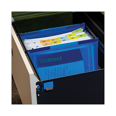 C-Line Expanding File with Hang Tabs, Pre-Printed Index-Tab Inserts, 12 Sections, 1" Capacity, Letter Size, 1/6-Cut Tabs, Blue (CLI58215)