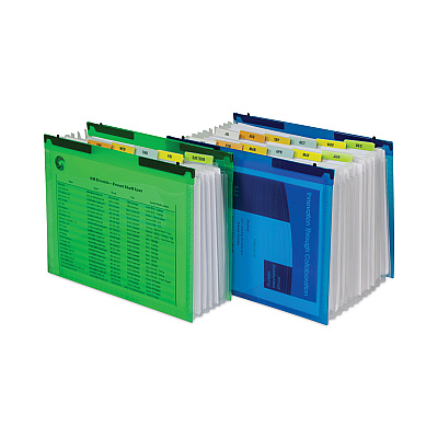 C-Line Expanding File with Hang Tabs, Pre-Printed Index-Tab Inserts, 12 Sections, 1" Capacity, Letter Size, 1/6-Cut Tabs, Blue (CLI58215)
