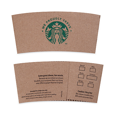 Starbucks Cup Sleeves, Fits 12, 16, 20 oz Hot Cups, Kraft, 1,380/Carton (SBK11020575)