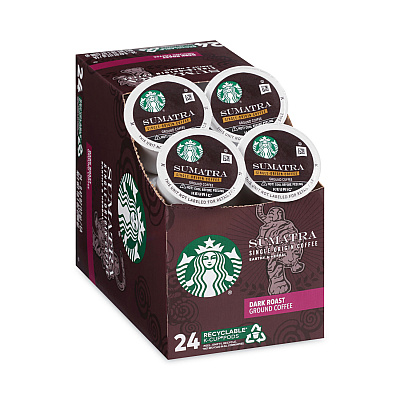 Starbucks Sumatra Coffee K-Cups, Sumatra, 0.4 oz K-Cup, 24/Box (SBK12565254)