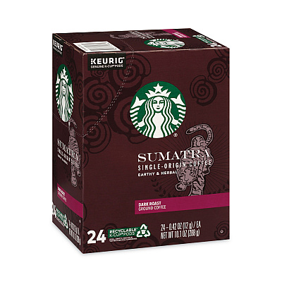 Starbucks Sumatra Coffee K-Cups, Sumatra, 0.4 oz K-Cup, 24/Box (SBK12565254)