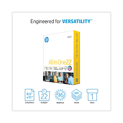 HP All-In-One22 Paper, 96 Bright, 22 lb Bond Weight, 8.5 x 11, White, 500/Ream (HEW207000)